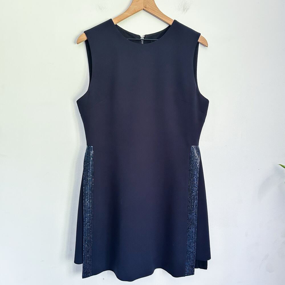 Ted Baker Beaded Sleeveless Dress Size 4 Navy
